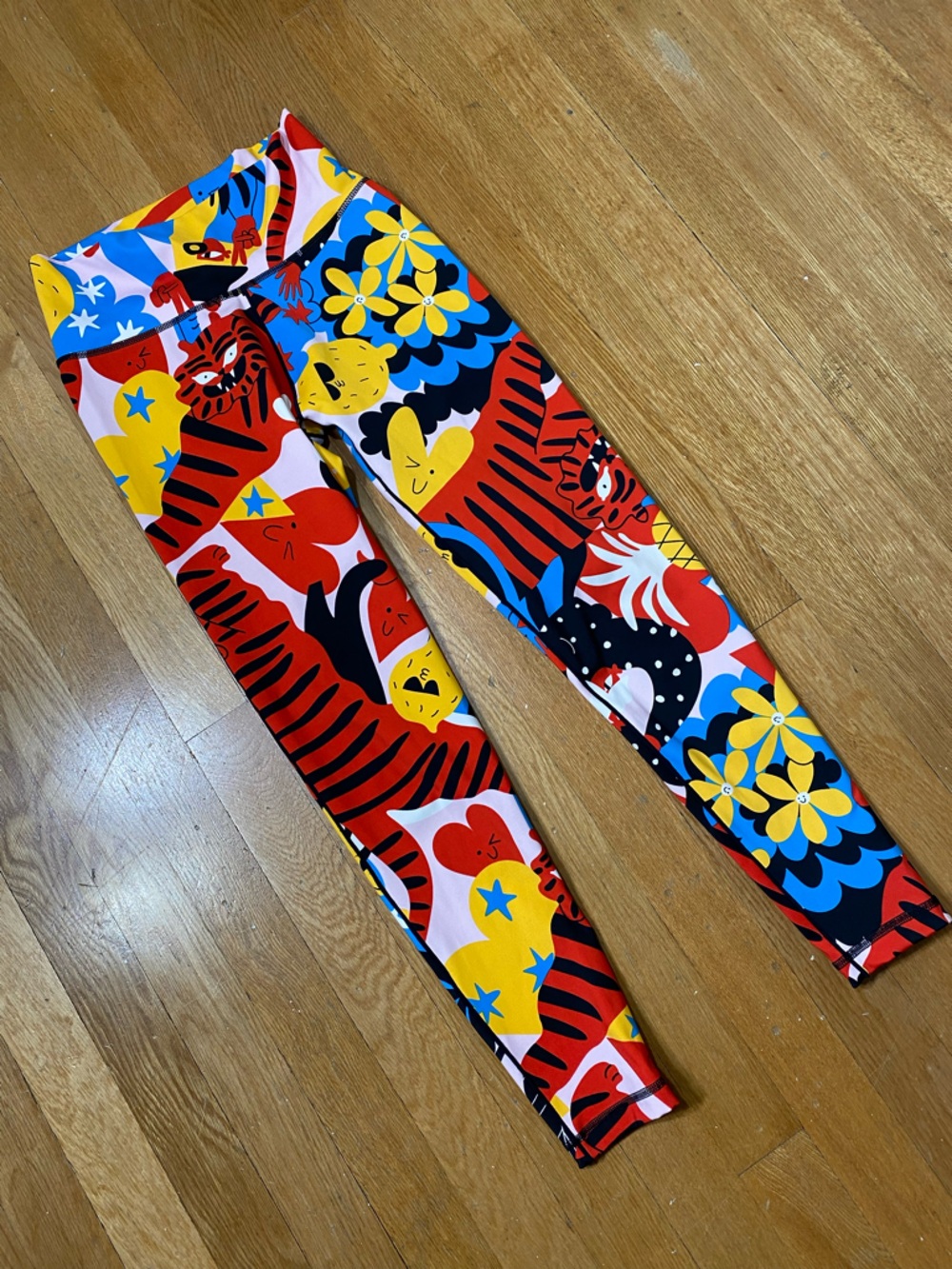 Adidas Believe This 7/8 Tights Colorful Graphic Tiger Floral Print Leggings S - Picture 3 of 14